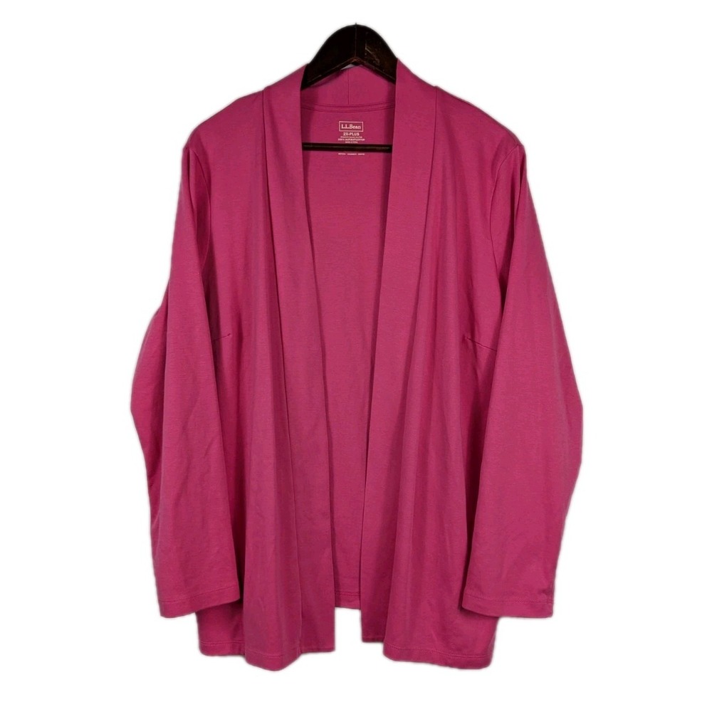 LL Bean Supima Cotton Soft Open Cardigan Plus Size 2X Pockets Long Sleeve 2991